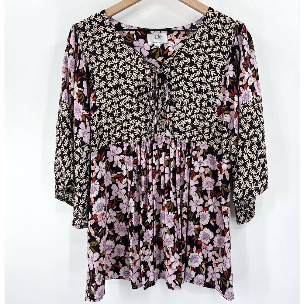 Johnny Was Jade Ameesha Multi Floral Peasant 3/4 Sleeve Blouse Size Small - Picture 2 of 10